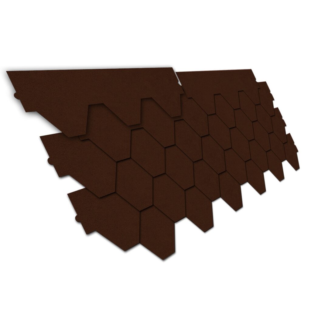 Бітумна черепиця Nexler Bitumen Shingles, трапеція, 800×320-285 мм, коричневий